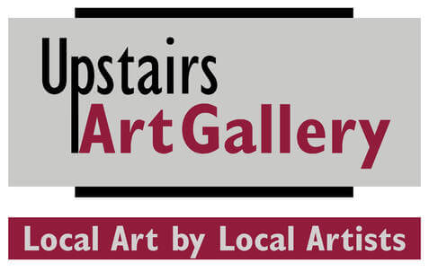 A logo for an art gallery called 'Upstairs Art Gallery' featuring local artists in Healdsburg, California.