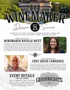 Winemaker Dinner at Goodnight’s Winemaker Dinner at Goodnight’s