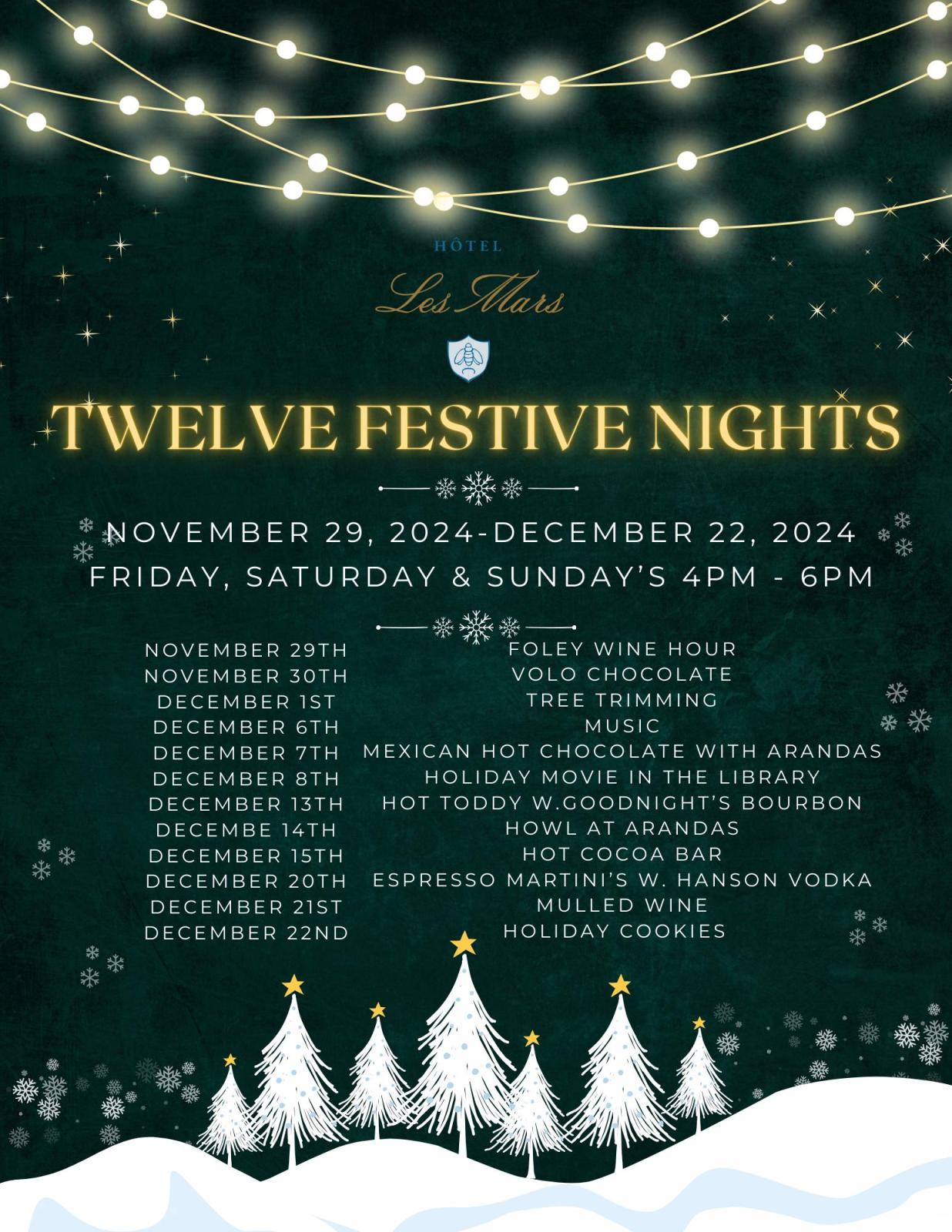 Twelve Festive Nights at Hotel Les Mars