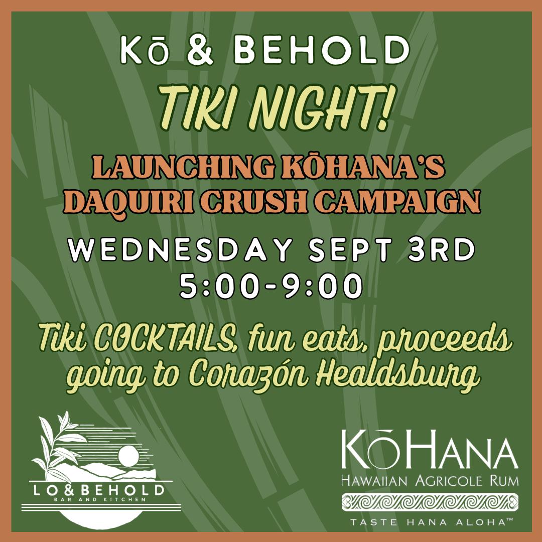 Eventos Kō & Behold Tiki Night Fundraiser