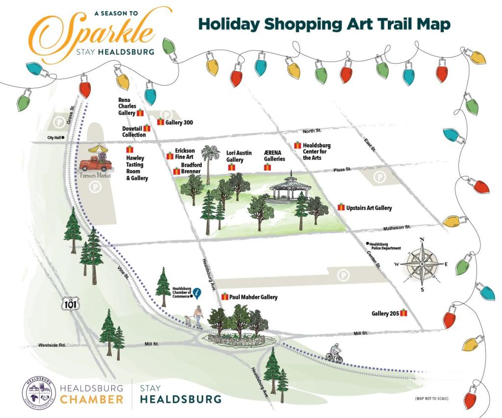 Holiday Shopping Trail Map: Art Gifts Under $300 healdsburg art gallery holiday gift map