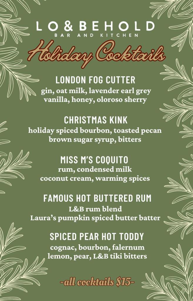 lo & behold holiday cocktail menu healdsburg